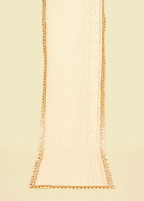 Warm White Self Patterned Sequined Stole image number 0